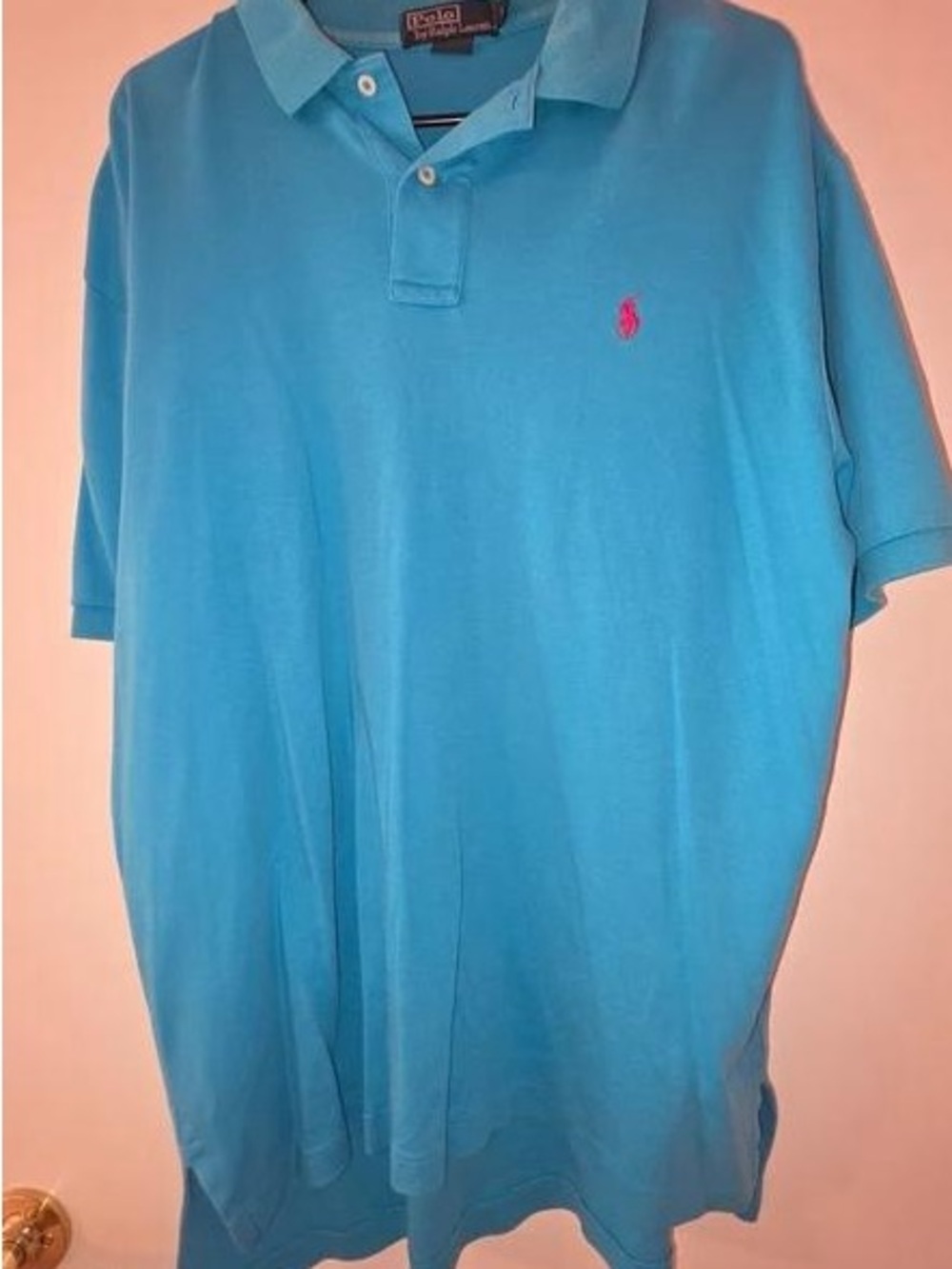 Ralph Lauren Men’s Polo in Bright Turquoise with Pink Pony